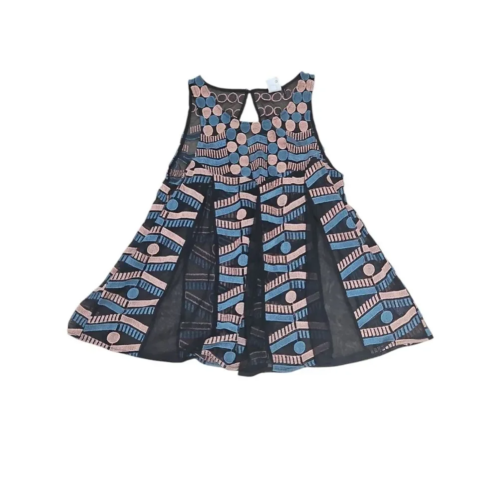 Akemi + Kin Embroidered Sheer Tank XS Coquette Whimsigoth Anthro Ethereal